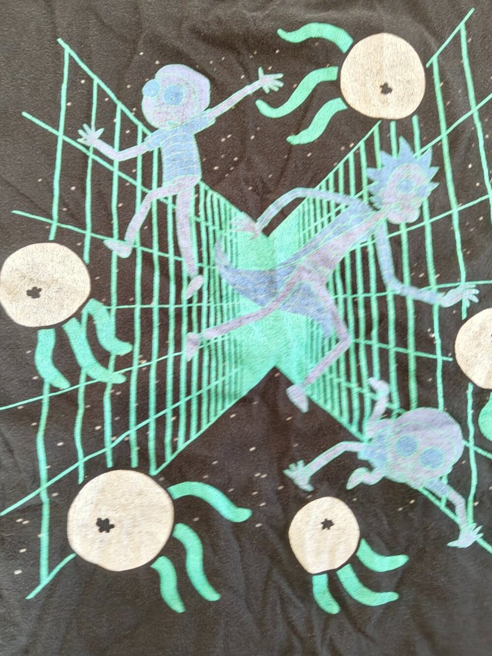 Rick and Morty Adult Swim Graphic Tee Men's Large Black Multiverse Print